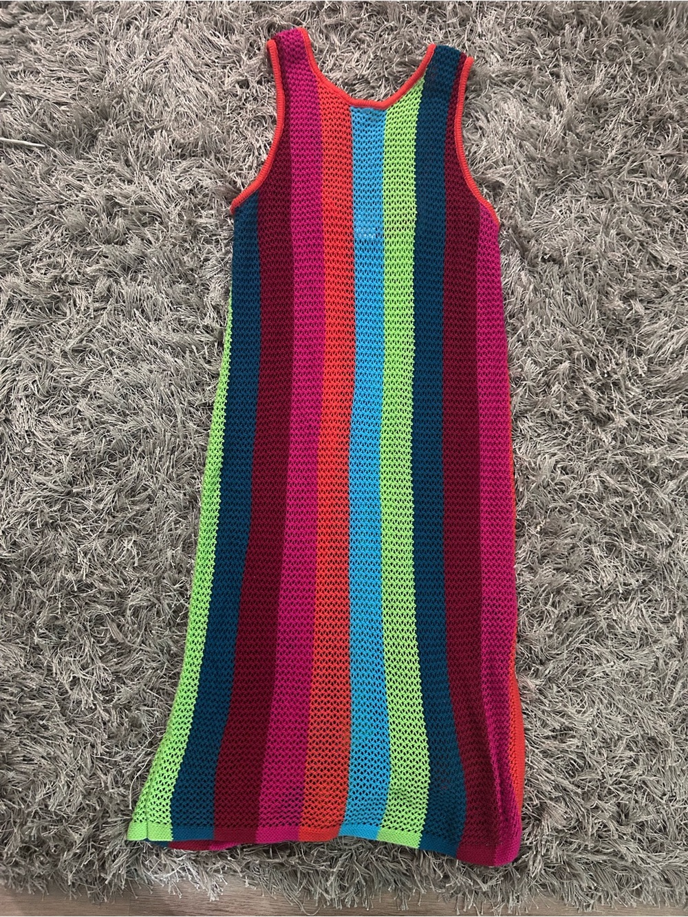 Women Bright Multicolor Striped Knit Tank Dress